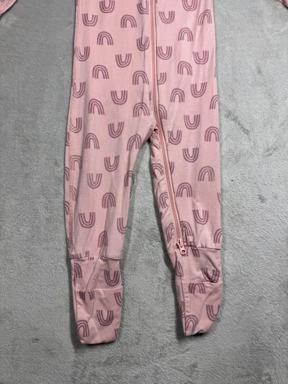 Hanna Andersson Layette Tencel Print Sleeper Blush Pink Rainbow Footie 12-18 M - Picture 2 of 16